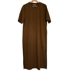 Sans & Sans Tan Camel Short Sleeve Midi Dress Size XL